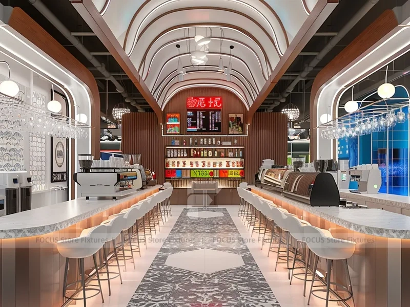 White Marble Coffee Bar Counter Layout