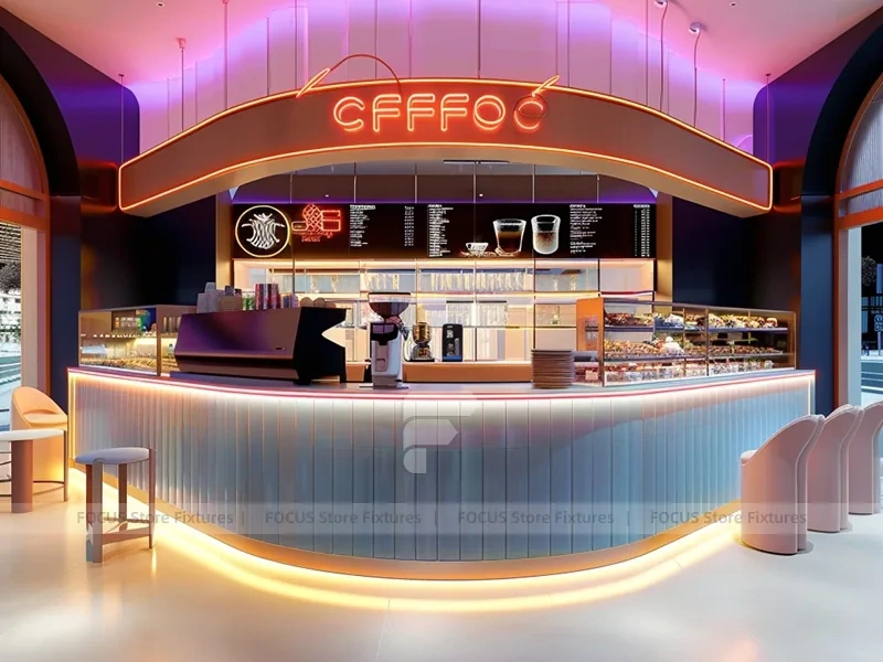 White Marble Coffee Bar Counter Layout