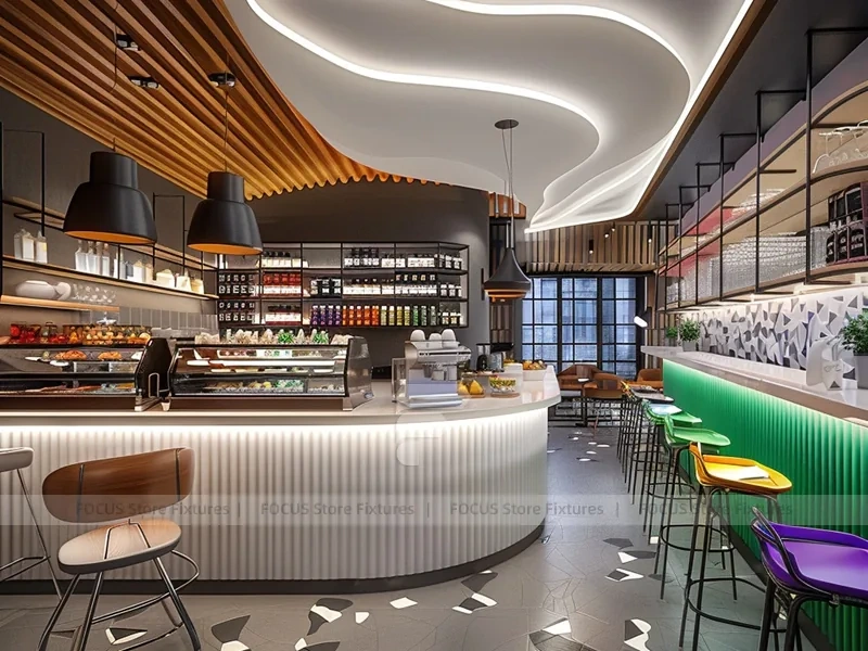 White Marble Coffee Bar Counter Layout