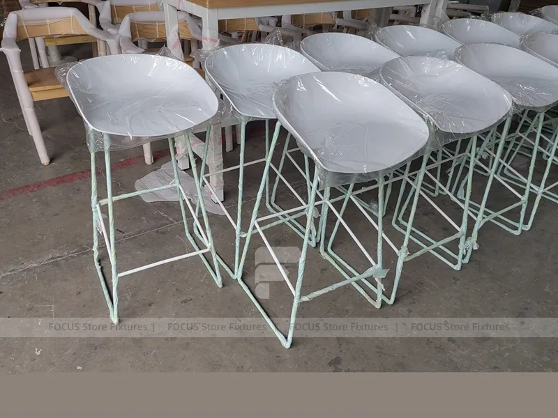 White Metal Beverage Bar Stools Set