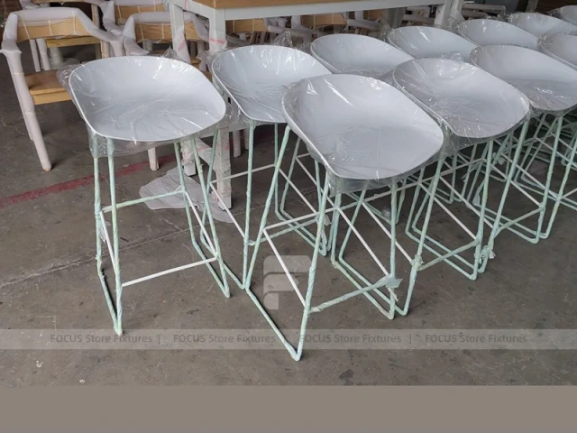 White Metal Beverage Bar Stools Set