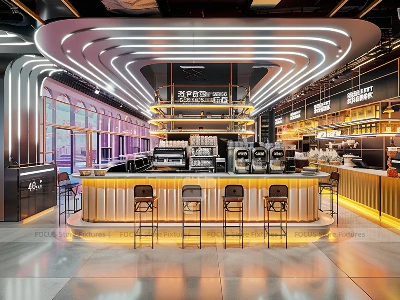 White Neon Beverage Island Counter