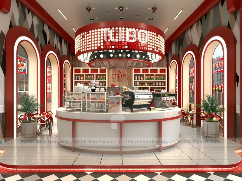 White Neon Beverage Island Counter