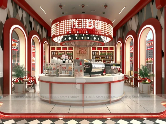 White Neon Beverage Island Counter