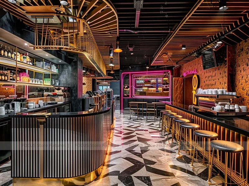 White Neon Beverage Island Counter