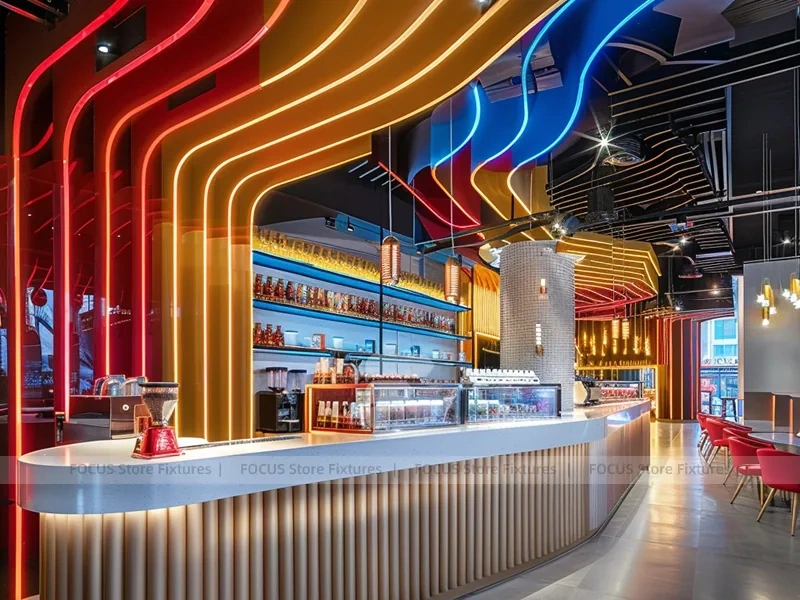 White Neon Beverage Island Counter