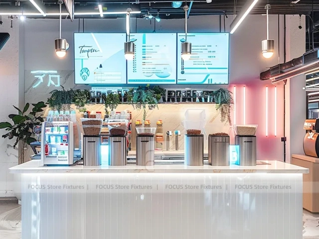White Pink Beverage Front Counter