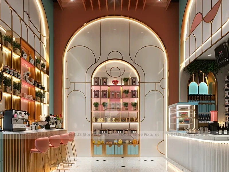 White Pink Dessert Beverage Back Bar