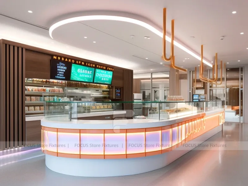 White Red Dessert Beverage Kiosk