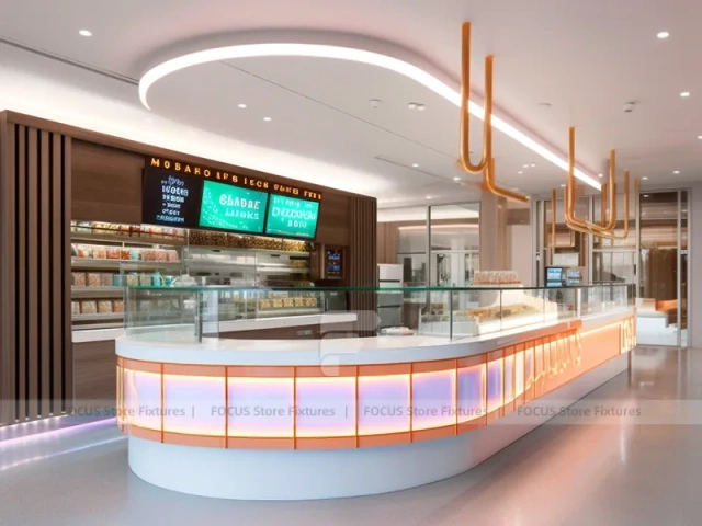 White Red Dessert Beverage Kiosk