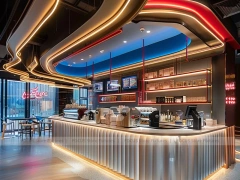 White Silver Beverage Bar Seating Counter