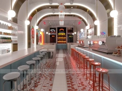 White Silver Beverage Bar Seating Counter