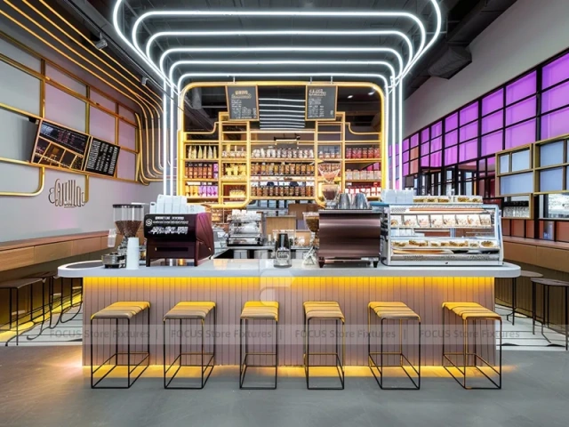 White Yellow Coffee Bar Counter Layout