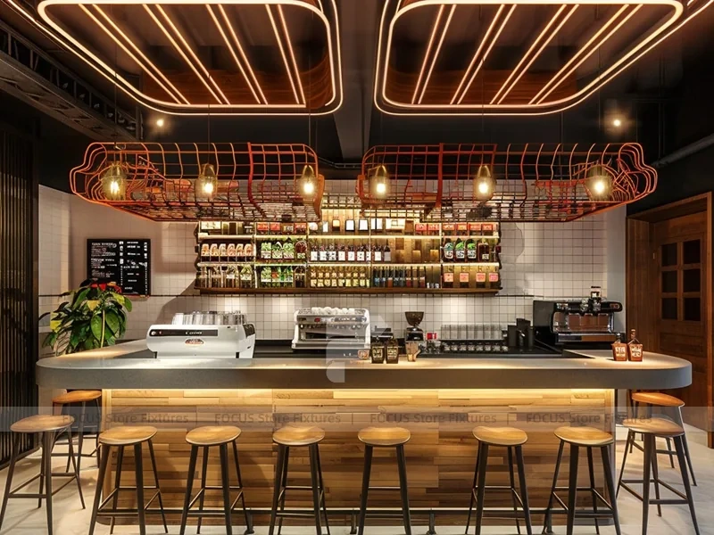 White Yellow Coffee Bar Counter Layout