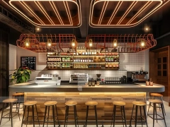 White Yellow Coffee Bar Counter Layout