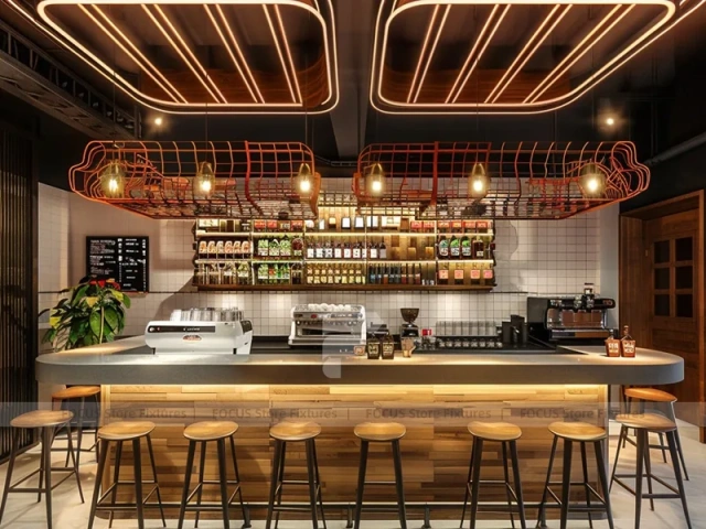 White Yellow Coffee Bar Counter Layout