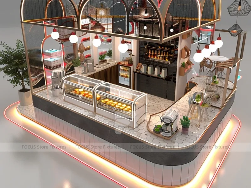 White Yellow Coffee Bar Counter Layout