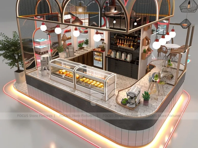 White Yellow Coffee Bar Counter Layout