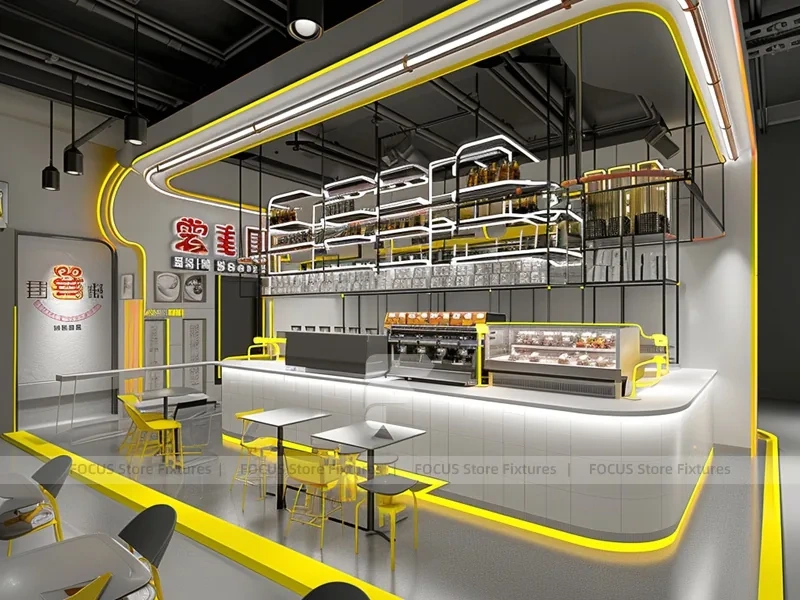 White Yellow Dessert Beverage Kiosk