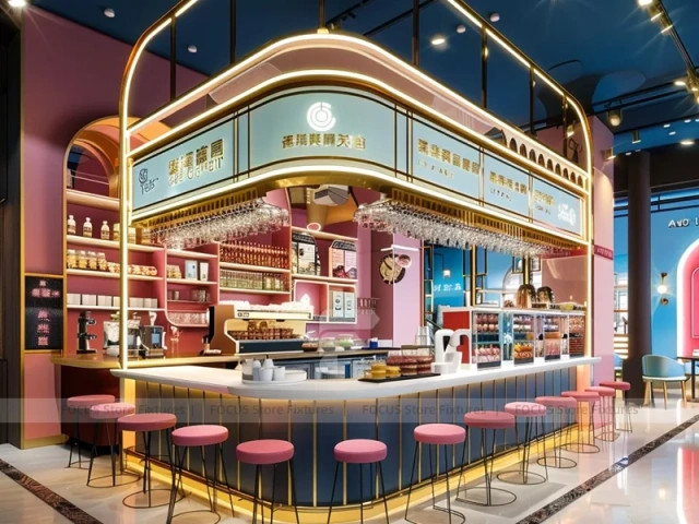 White Yellow Dessert Beverage Kiosk