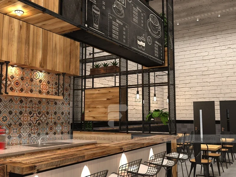 Wood And Tile Coffee Stall Front Counter