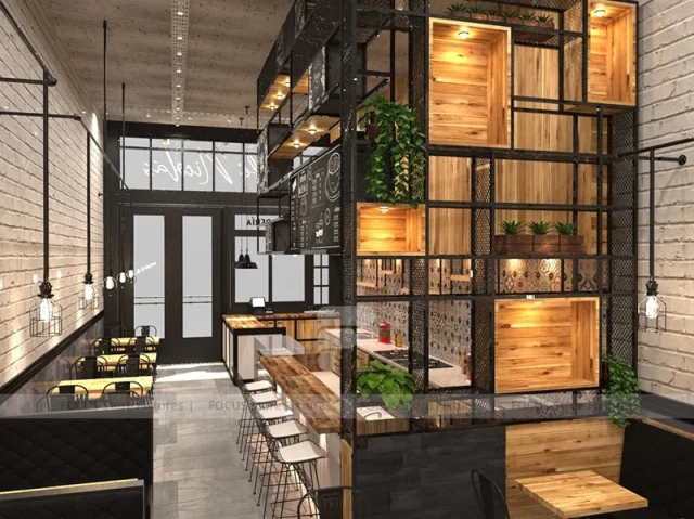 Wood And Tile Coffee Stall Front Counter