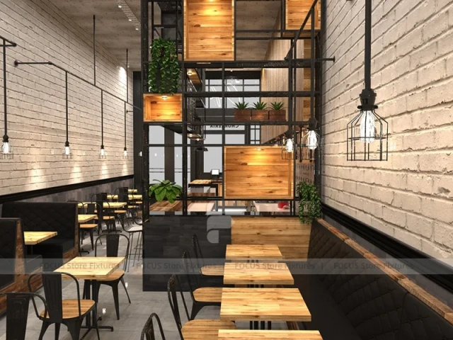 Wood And Tile Coffee Stall Front Counter