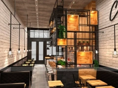 Wood And Tile Coffee Stall Front Counter