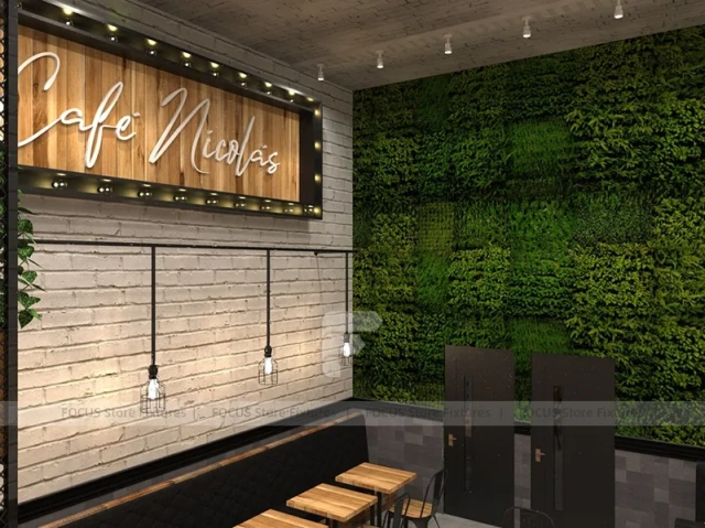 Wood And Tile Coffee Stall Front Counter