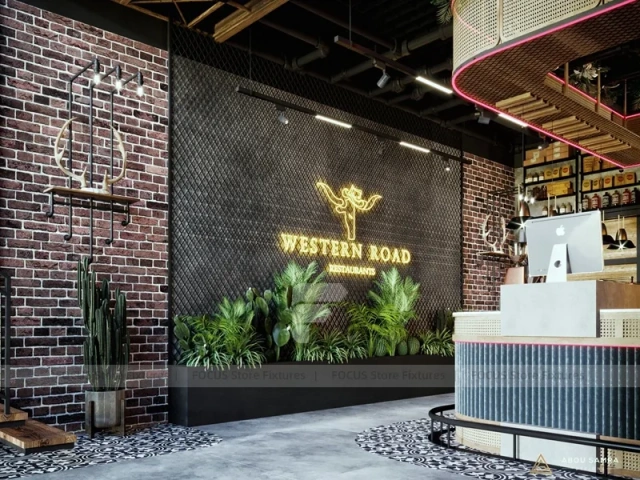 Wood Beverage Kiosk With Back Bar Shelving