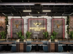 Wood Beverage Kiosk With Back Bar Shelving