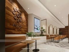 Wood Beverage Shop Entry Wall Detail