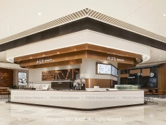 Wood Beverage Shop Entry Wall Detail