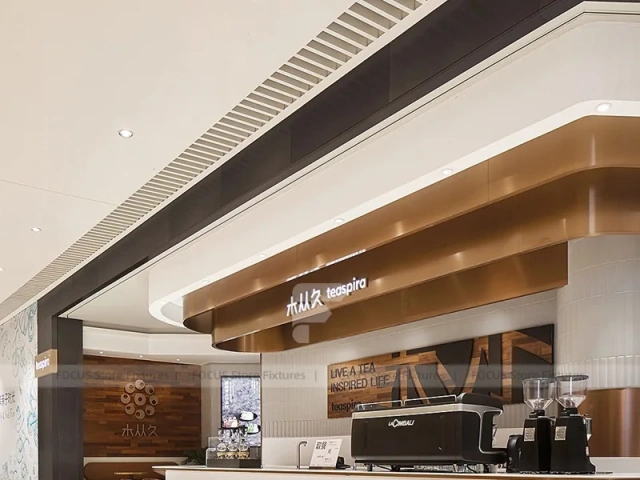 Wood Beverage Shop Entry Wall Detail