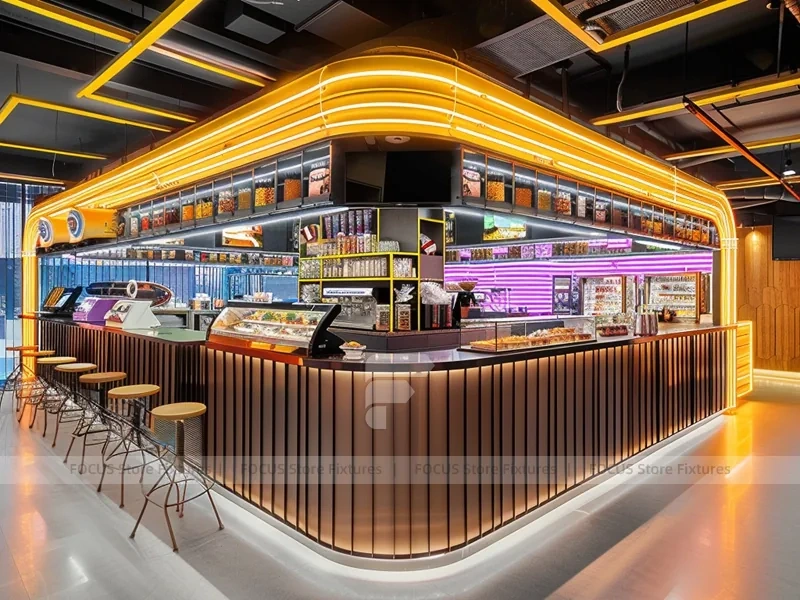 Wood Black Coffee Bar Island Layout