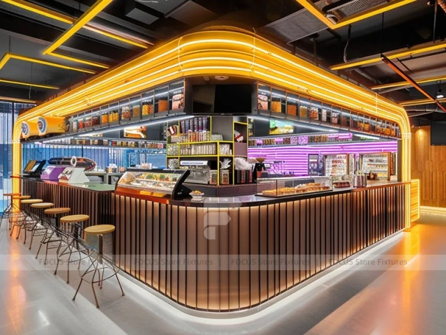Wood Black Coffee Bar Island Layout