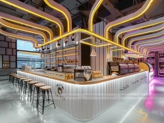 Wood Black Coffee Bar Seating Layout