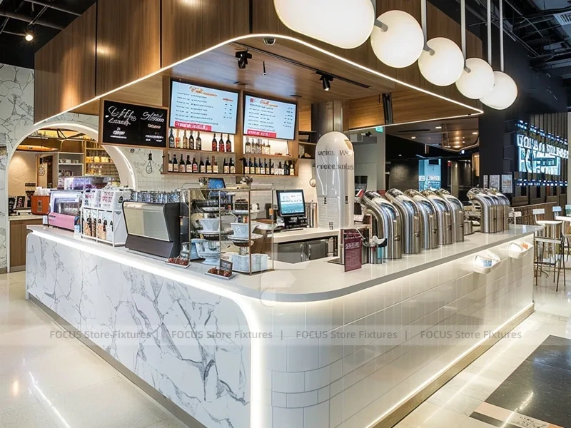Wood Black Coffee Island Bar Counter