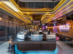 Wood Black Coffee Island Bar Counter