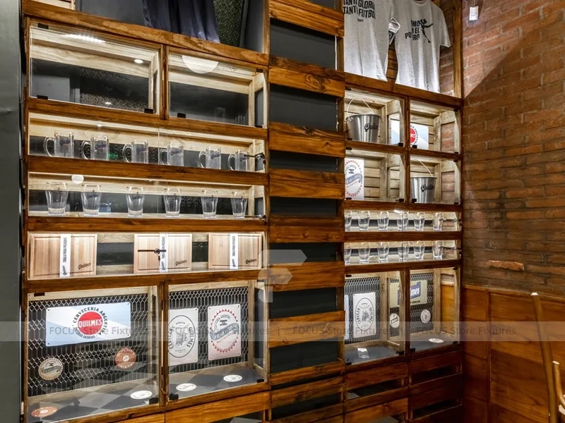 Wood Coffee Bean Display Wall Shelving