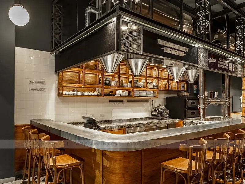 Wood Coffee Bean Display Wall Shelving