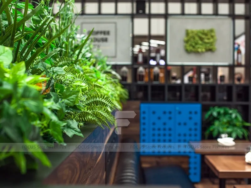 Wood Planter Beverage Counter Detail