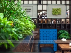 Wood Planter Beverage Counter Detail