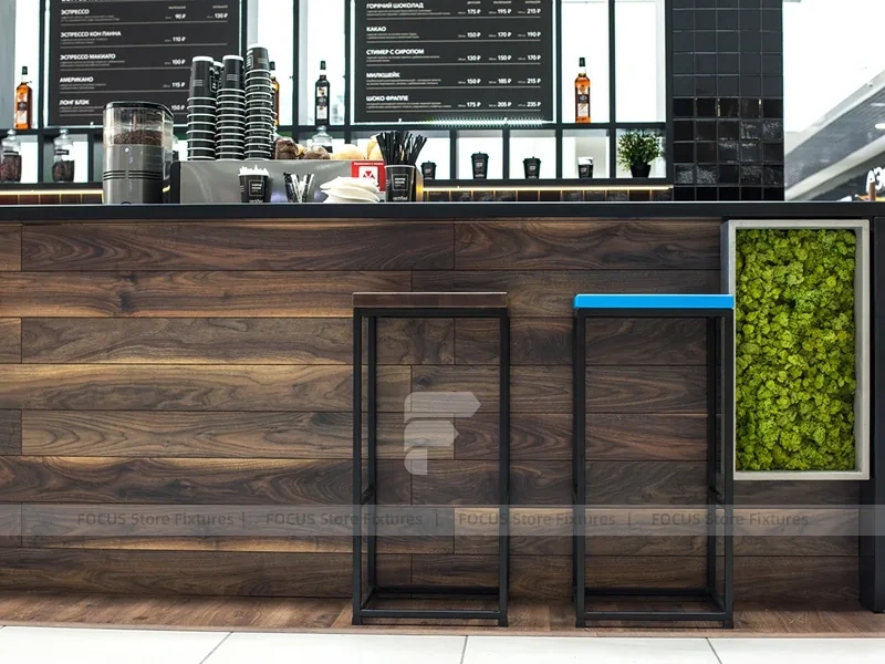 Wood Planter Beverage Counter Detail