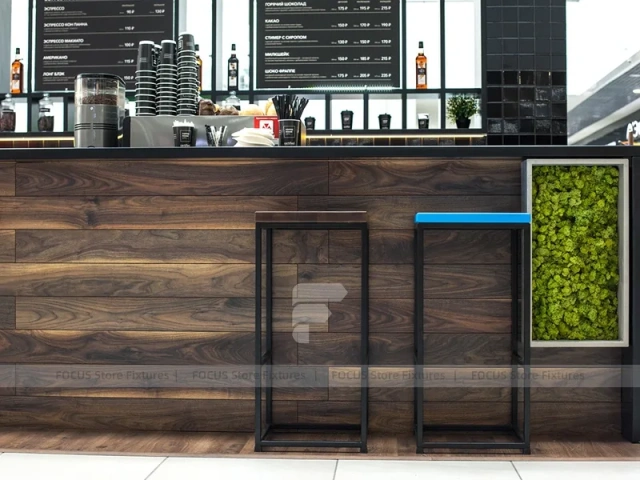 Wood Planter Beverage Counter Detail