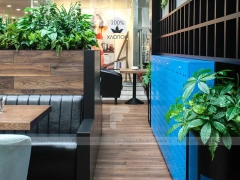 Wood Planter Beverage Counter Detail