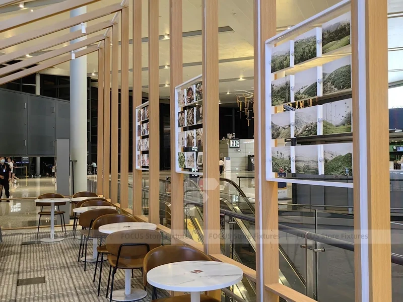 Wood Screen Beverage Cafe Corridor Seating