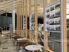 Wood Screen Beverage Cafe Corridor Seating
