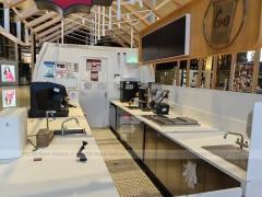 Wood Screen Beverage Cafe Corridor Seating