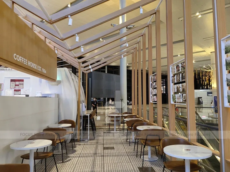 Wood Screen Beverage Cafe Corridor Seating